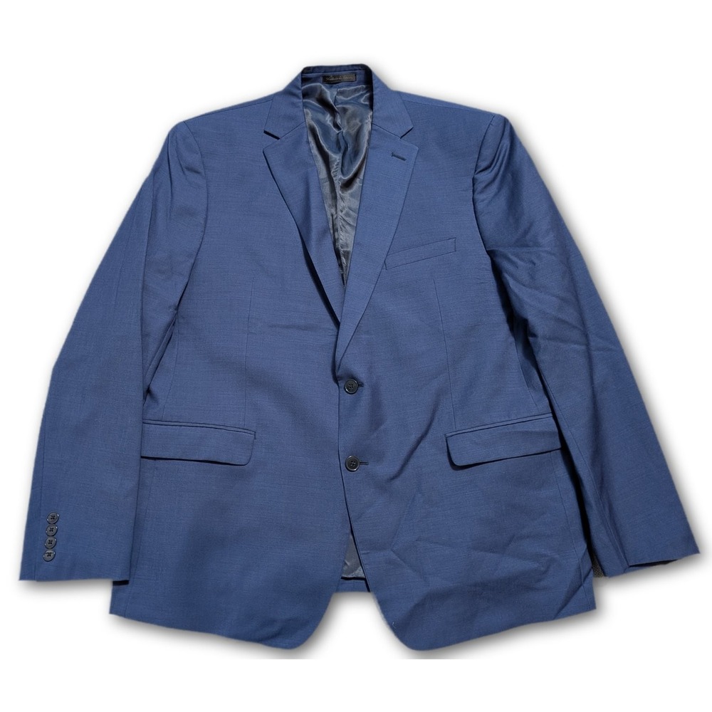 Calvin Klein Mens Blazer Blue 48R Wool Slim Fit Suit Jacket 100%